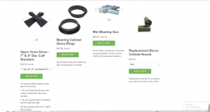 A row of some of the replacement parts we offer.